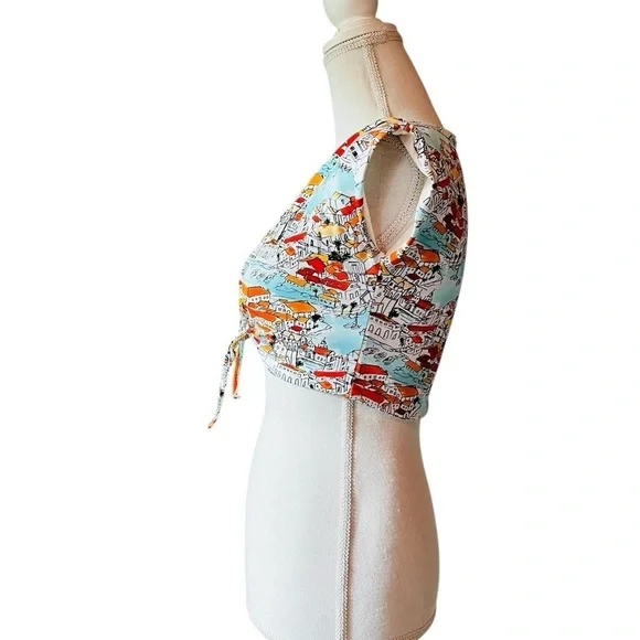 ESTIVO Colorful Printed Women's Swim Top with front tie Size Small - Picture 2 of 9